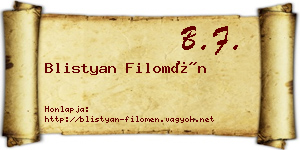 Blistyan Filomén névjegykártya